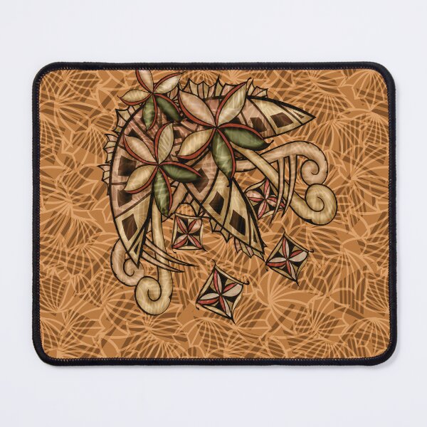 Item preview, Polynesian - Hawaiian - Samoan Tribal Leaves And Floral Wood Colors designed and sold by sunnthreads.