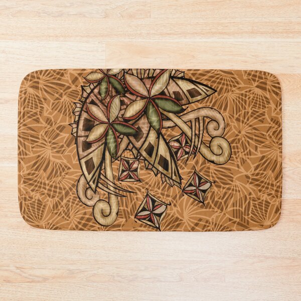 Item preview, Polynesian - Hawaiian - Samoan Tribal Leaves And Floral Wood Colors designed and sold by sunnthreads.