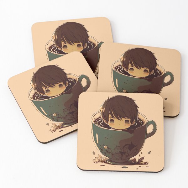 Item preview, Adorable Brew: un lindo chico anime en una acogedora taza de café designed and sold by CybRunner.