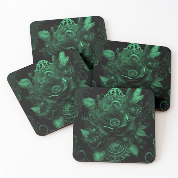 Item preview, Green-Tint Gothic Steampunk Wicked Flower Collage By Brandon Cable designed and sold by BrandonArtWorld.
