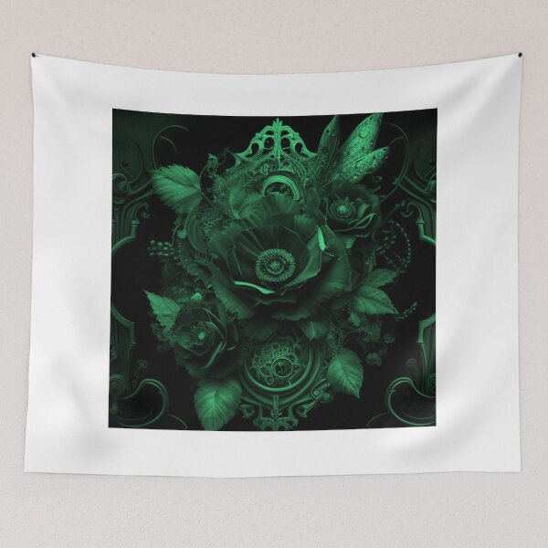 Item preview, Green-Tint Gothic Steampunk Wicked Flower Collage By Brandon Cable designed and sold by BrandonArtWorld.