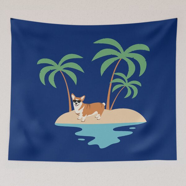 Item preview, Welsh Corgi Pembroke Dog Wearing Sunglasses on Beach with Palm during Summer designed and sold by SeasonalDogs.