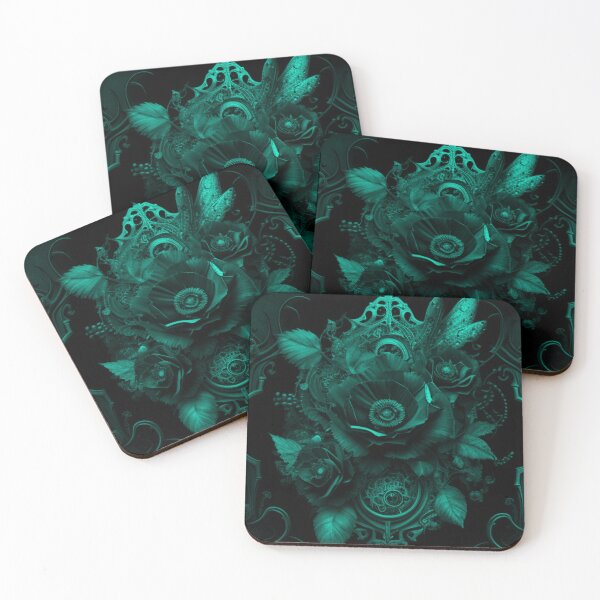 Item preview, Light Blue Tint Gothic Steampunk Flower Collage By Brandon Cable designed and sold by BrandonArtWorld.