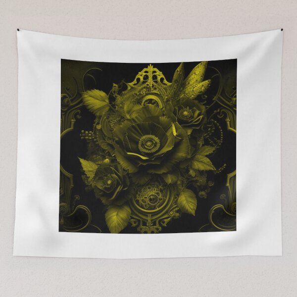 Item preview, Yellow tint Gothic Steampunk Wicked Flower Collage By Brandon Cable designed and sold by BrandonArtWorld.