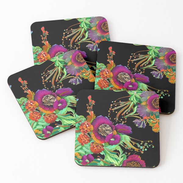 Item preview, Abstract purple and orange floral blooms designed and sold by FGCART.