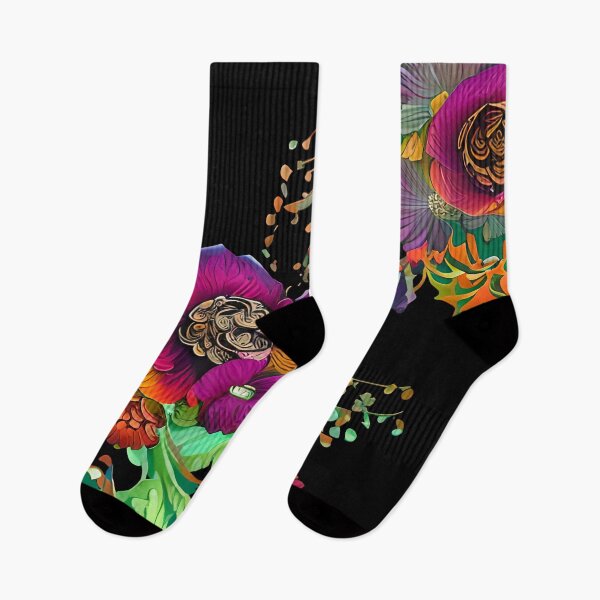 Item preview, Abstract purple and orange floral blooms designed and sold by FGCART.