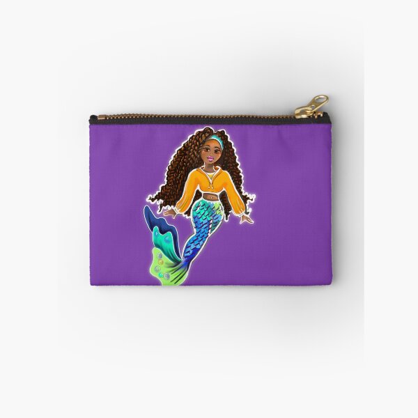 Item preview, Mermaid with brown curly Afro hair braids and brown skin - African American Mermaidcore designed and sold by Artonmytee.