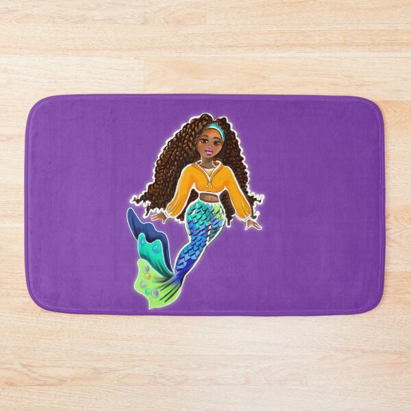 Item preview, Mermaid with brown curly Afro hair braids and brown skin - African American Mermaidcore designed and sold by Artonmytee.