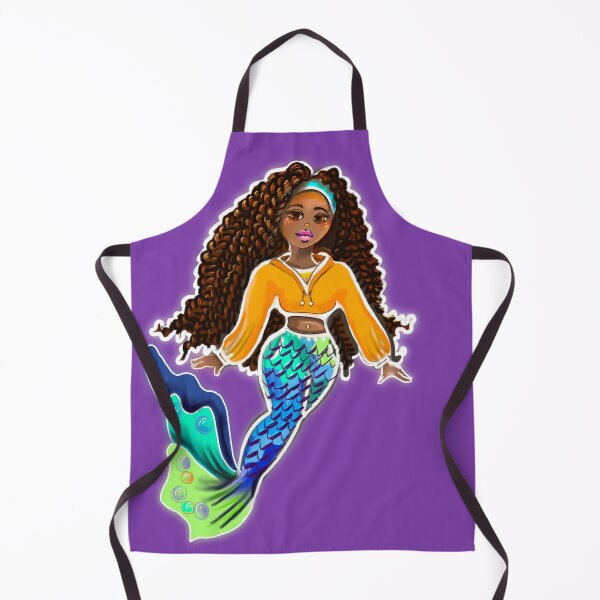 Item preview, Mermaid with brown curly Afro hair braids and brown skin - African American Mermaidcore designed and sold by Artonmytee.