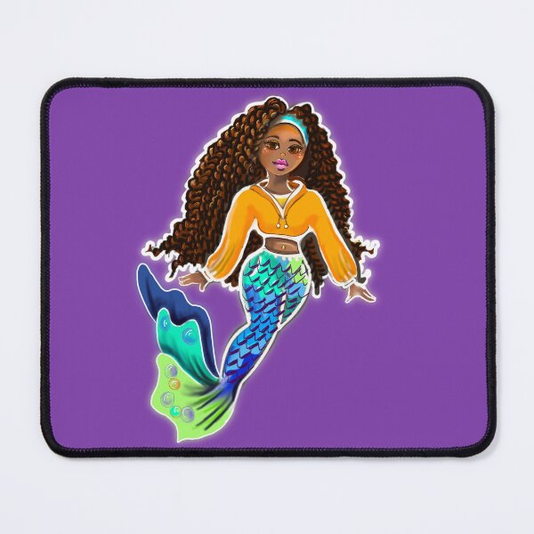 Item preview, Mermaid with brown curly Afro hair braids and brown skin - African American Mermaidcore designed and sold by Artonmytee.