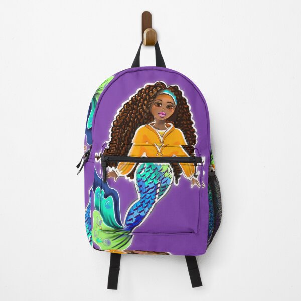 Item preview, Mermaid with brown curly Afro hair braids and brown skin - African American Mermaidcore designed and sold by Artonmytee.