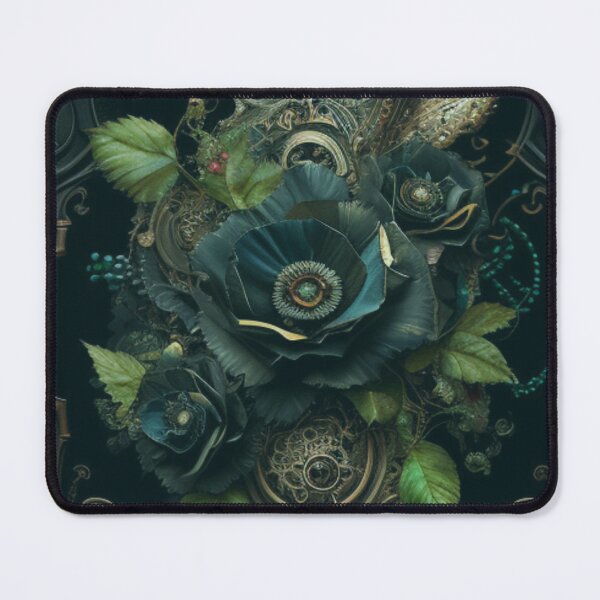 Item preview, Green Gothic Steampunk Flower Wicked Deviant Flower Pattern Collage By Brandon Cable designed and sold by BrandonArtWorld.
