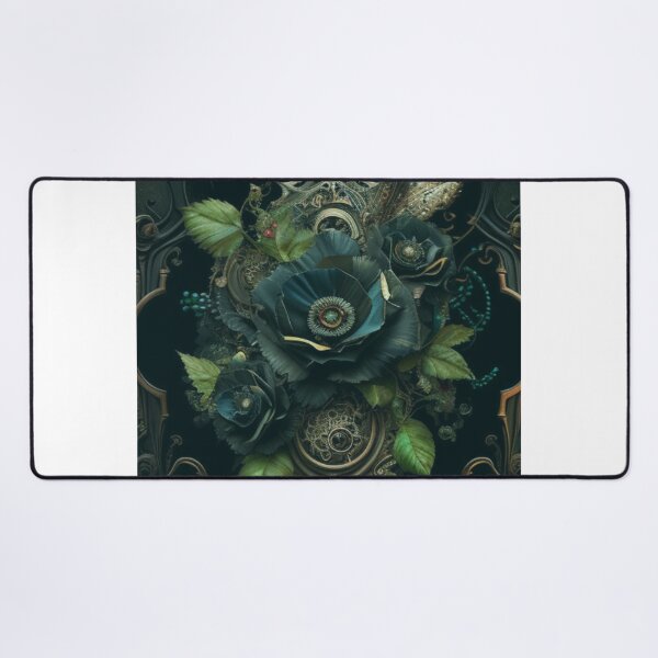 Item preview, Green Gothic Steampunk Flower Wicked Deviant Flower Pattern Collage By Brandon Cable designed and sold by BrandonArtWorld.