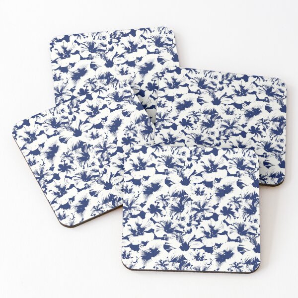 Item preview, Hibiscus Flowers Tropical Blue and White Pattern designed and sold by trajeado14.