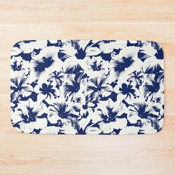 Item preview, Hibiscus Flowers Tropical Blue and White Pattern designed and sold by trajeado14.