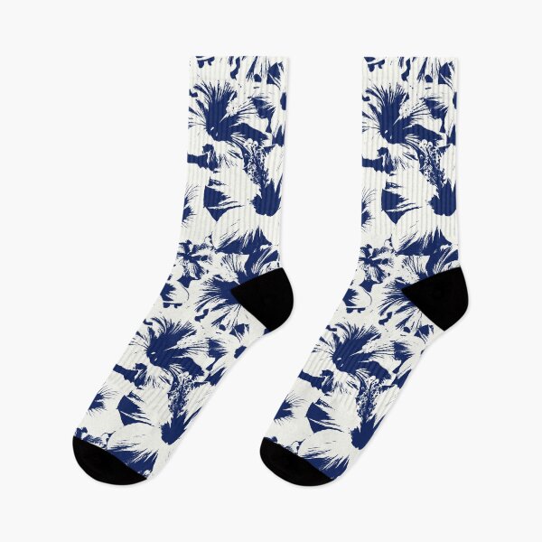 Item preview, Hibiscus Flowers Tropical Blue and White Pattern designed and sold by trajeado14.