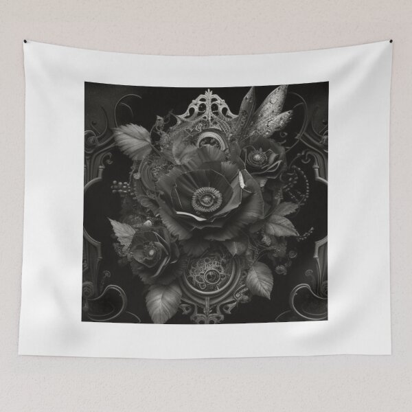 Item preview, Black and White Gothic Steampunk Deviant Art Flower Collage By Brandon Cable designed and sold by BrandonArtWorld.