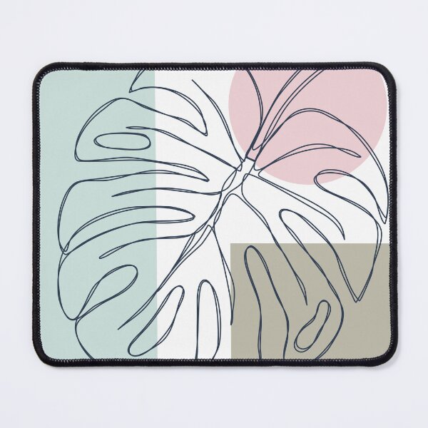 Item preview, Tropical Monstera leaf in black line on pastel shapes designed and sold by EricaHarwig.