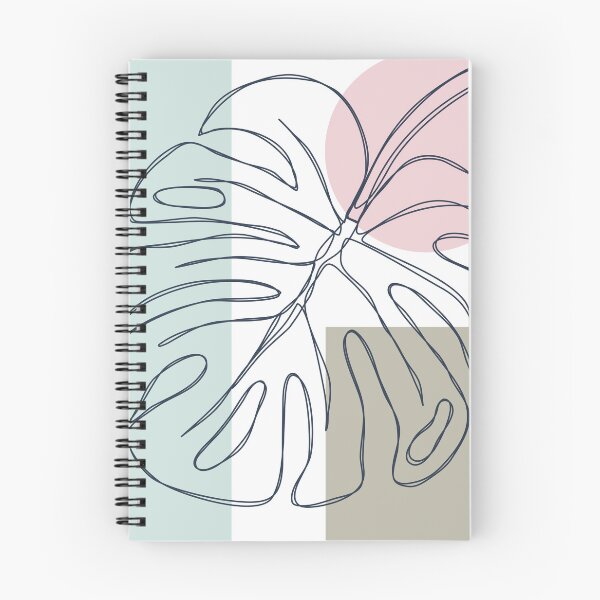 Item preview, Tropical Monstera leaf in black line on pastel shapes designed and sold by EricaHarwig.
