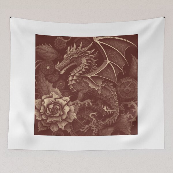 Item preview, Dragon Flower Steampunk Gothic Matte Collage By Brandon Cable  designed and sold by BrandonArtWorld.