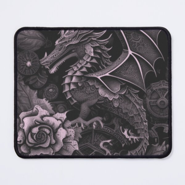 Item preview, Black and White Gothic Flower Steampunk Dragon Flower Collage By Brandon Cable designed and sold by BrandonArtWorld.
