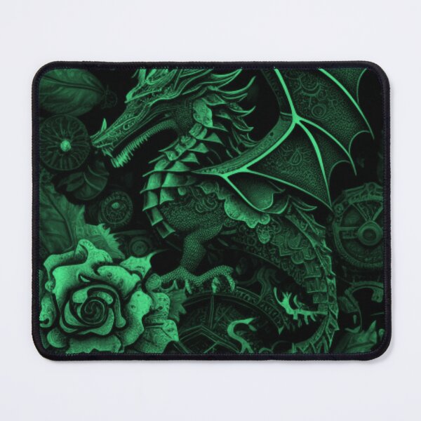 Item preview, Green Tint Dragon Gothic Steampunk Flower Collage By Brandon Cable designed and sold by BrandonArtWorld.