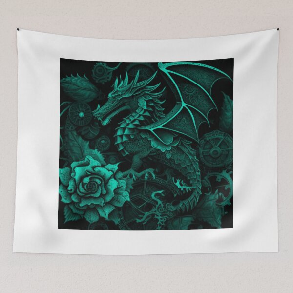 Item preview, Blue tint Dragon Flower Collage Gothic Steampunk Art By Brandon Cable designed and sold by BrandonArtWorld.
