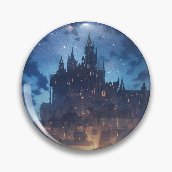 Item preview, Glowing Castle under a Midnight Blue Sky at Dusk designed and sold by GingerSilkShop.