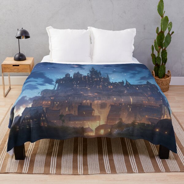 Item preview, Castillo resplandeciente bajo un cielo azul de medianoche al atardecer designed and sold by GingerSilkShop.