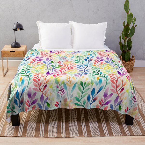 Item preview, Rainbow Simplistic Leaves and Branches Watercolor Leaf Pattern Design  designed and sold by ClairesPatterns.