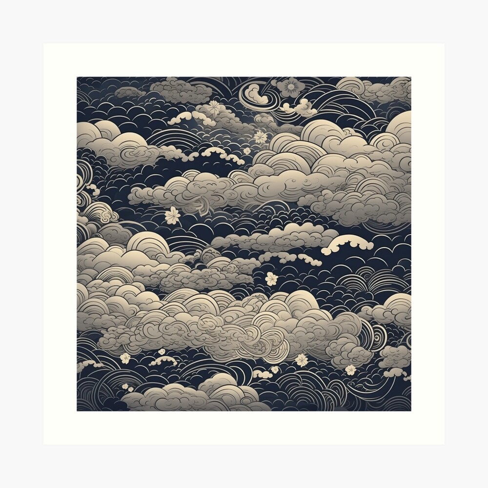 アート・デザイン・音楽 Portraits clouds Minimalist Japanese Cloud Pattern