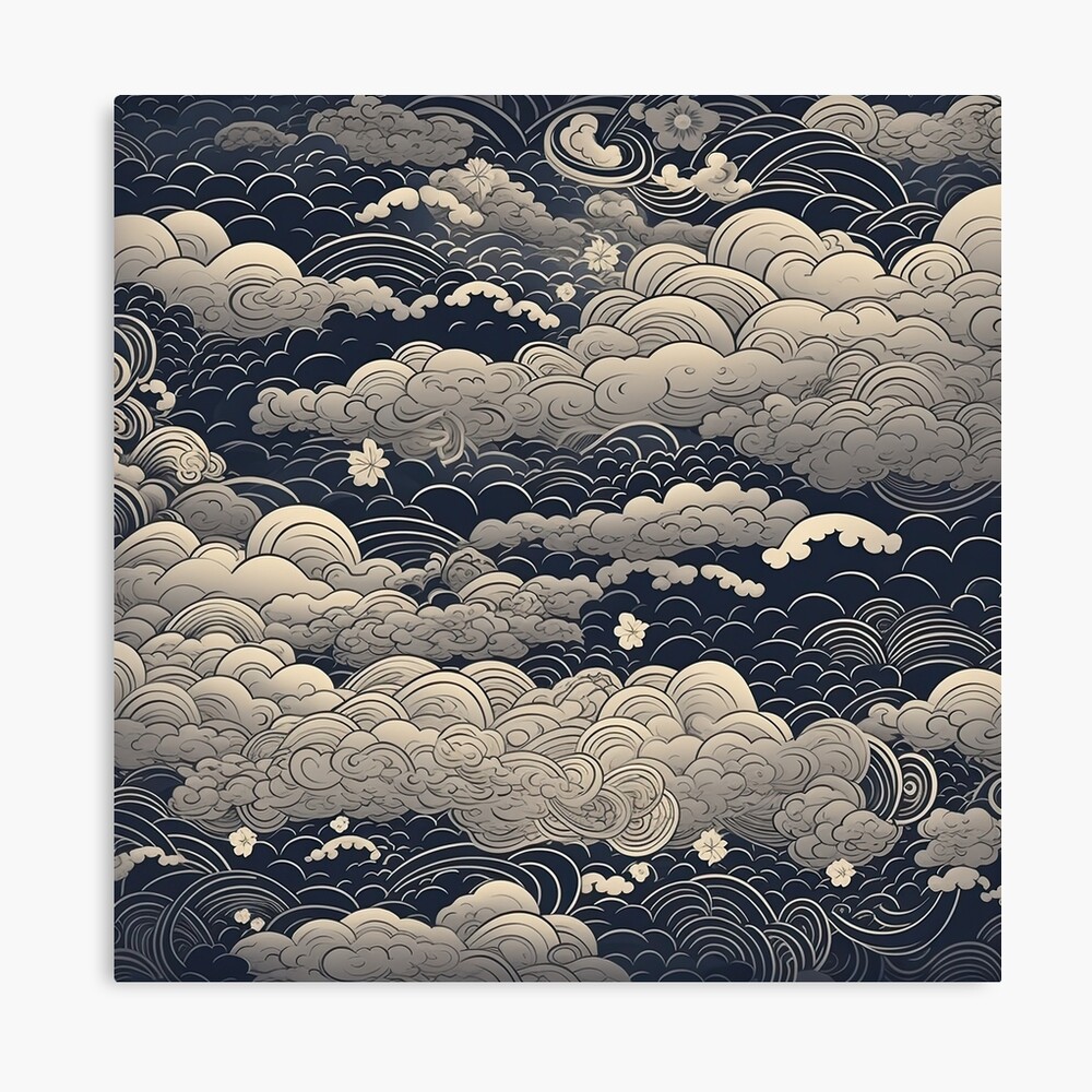 アート・デザイン・音楽 Portraits clouds Colorful Waves Japanese Cloud Patterns Wall Art Canvas Eco