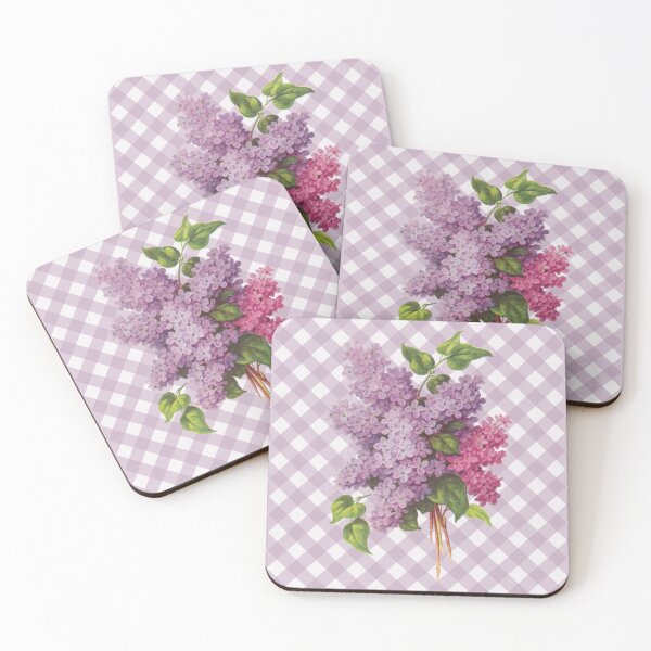 Item preview, Vintage Lilacs Summer Floral Gingham Pattern designed and sold by Secondhand-Rose.