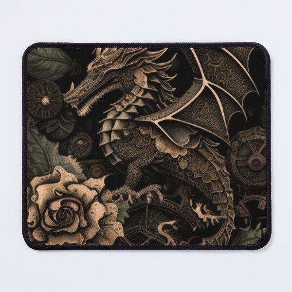 Item preview, Pink Gothic Dragon Flower Steampunk Collage By Brandon Cable designed and sold by BrandonArtWorld.