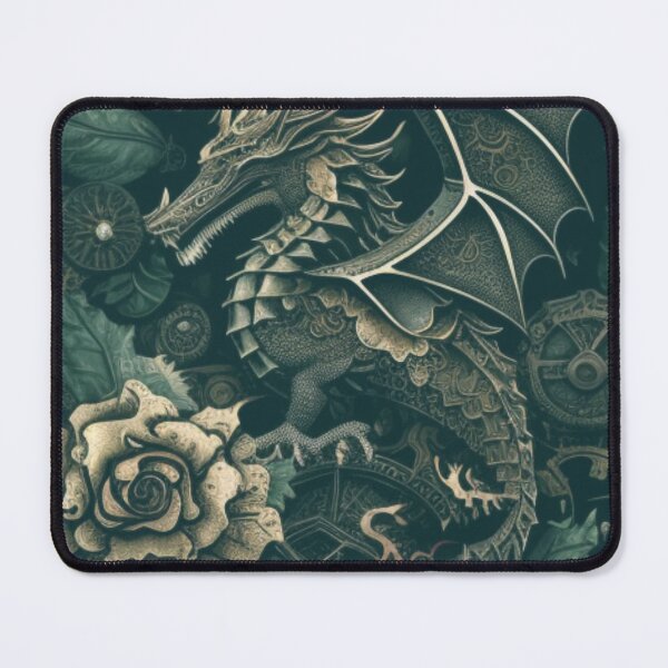 Item preview, Matte Dark Dragon Gothic Steampunk Flower Collage By Brandon Cable designed and sold by BrandonArtWorld.