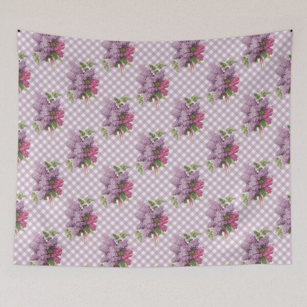 Item preview, Vintage Lilacs Summer Floral Gingham Pattern designed and sold by Secondhand-Rose.