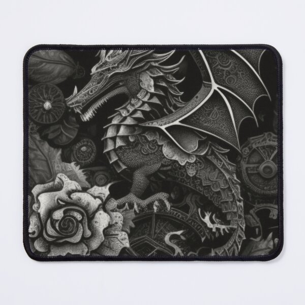 Item preview, Black and White Dragon Flower Collage Steampunk Art By Brandon Cable designed and sold by BrandonArtWorld.