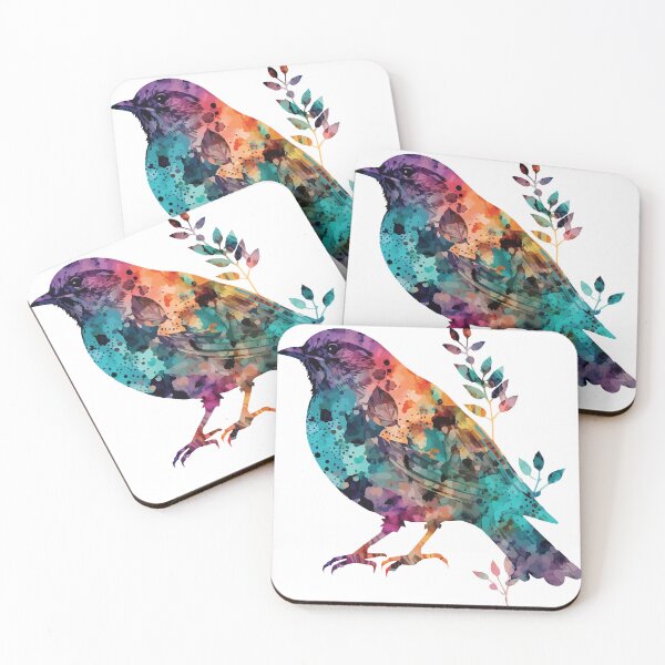 Item preview, A Bird with a Bohemian Leaf Vibrant Watercolor - Boho Animals designed and sold by GVRDesign.