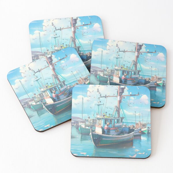 Item preview, Boat in the Blue Harbor designed and sold by GingerSilkShop.