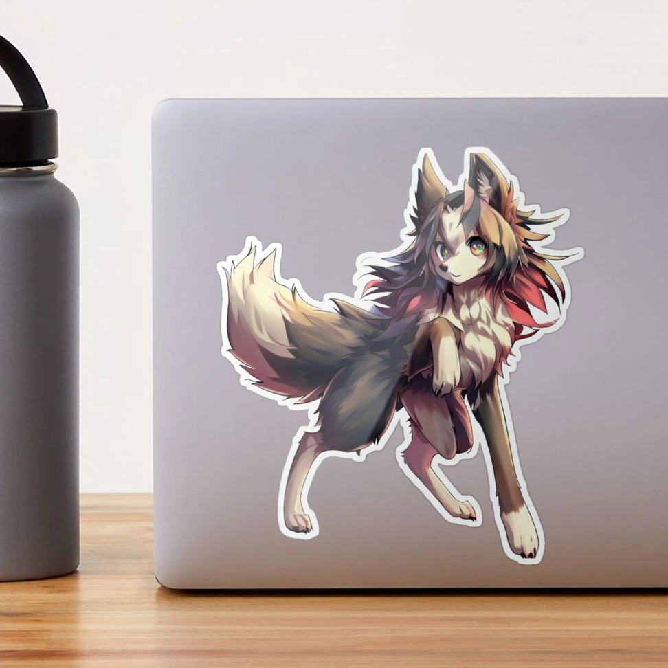 Autocollant Mural Anime Fille & Loup – Décor Vinyle Moderne 3D – Multicolore – Pour Chambre, Salon
