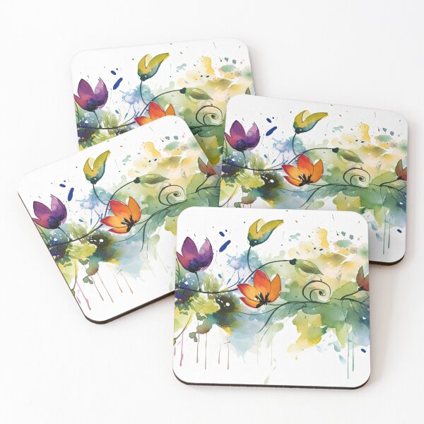 Item preview, watercolor colorful flower horizontal or vertical border  designed and sold by Blaché Designs.