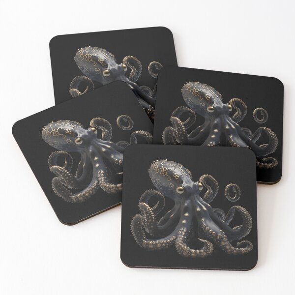 Item preview, Realistic black octopus with gold details designed and sold by Yaksza.