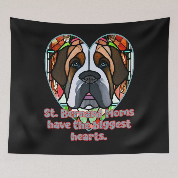 Item preview, St. Bernard Moms Have the Biggest Hearts: Funny Stained Glass Heart Doggy Design designed and sold by JoyOfHopeStore.