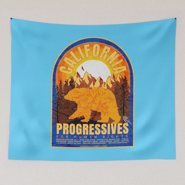 Item preview, PMD00868 Progressive Movement Designs California Progressive Bear design shows you support progressive policy goals for Democrats Independents and Bernie Sanders supporters gold grizzly bear designed and sold by ProgressiveLeft.