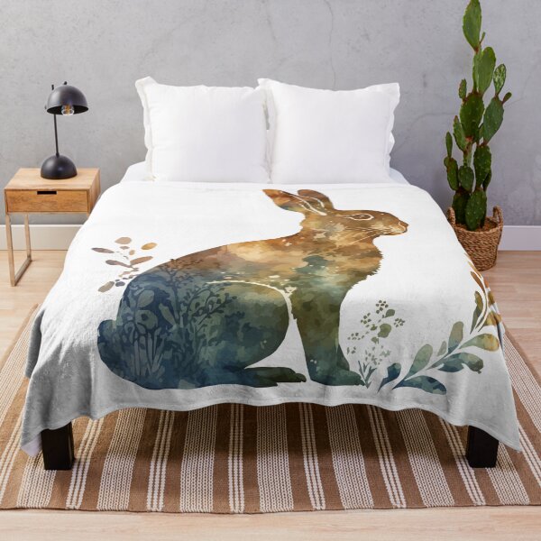 Aperçu de l'œuvre Une aquarelle de motif bohème d'un lapin en marron et bleu - Boho Animals créée et vendue par GVRDesign.