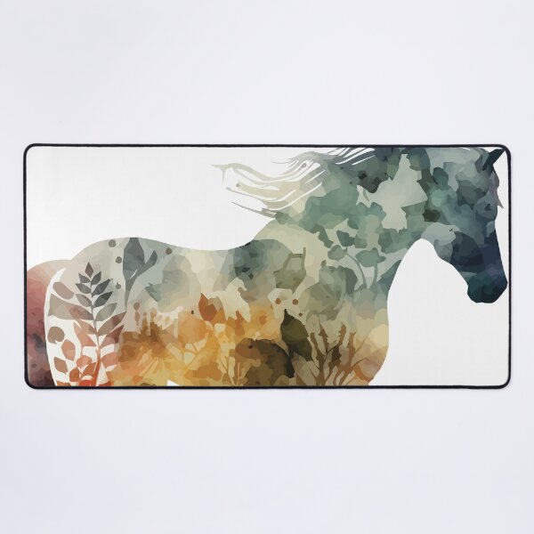 Artikelvorschau, Ein naturgemustertes Aquarellpferd mit böhmischem Muster – Boho-Tiere entworfen und verkauft von GVRDesign.