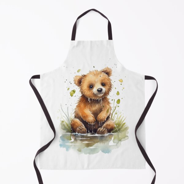 Artikelvorschau, Aquarellmalerei des verspielten Bärenjungen entworfen und verkauft von Blaché Designs.