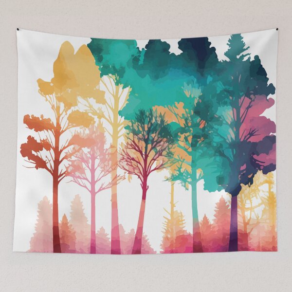 Item preview, A Forest in Vibrant Colors - Watercolor Trees and Leaves designed and sold by GVRDesign.