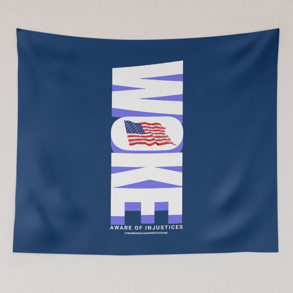 Item preview, PMD00875 Progressive Movement Designs Woke American Flag design shows you are woke and patriotic and support progressive goals for progressive Democrats Independents and Bernie Sanders supporters designed and sold by ProgressiveLeft.