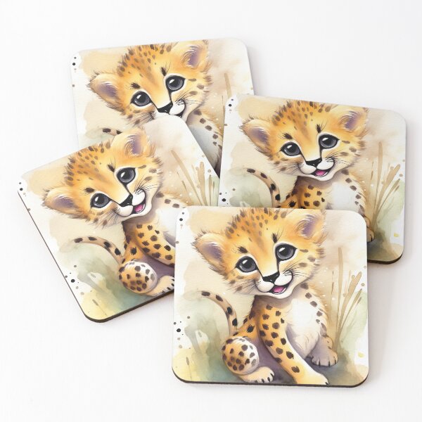 Item preview, Watercolor Painting of playful baby Cheetah cub designed and sold by Blaché Designs.